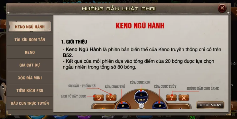 Keno Ngũ Hành Tại B52 Club Săn Jackpot Khủng Ngay Hôm Nay