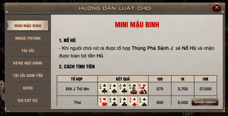 Minigame Mini Mậu Binh Tại B52 Club Sân Chơi Đẳng Cấp Nhận Thưởng Cực Lớn